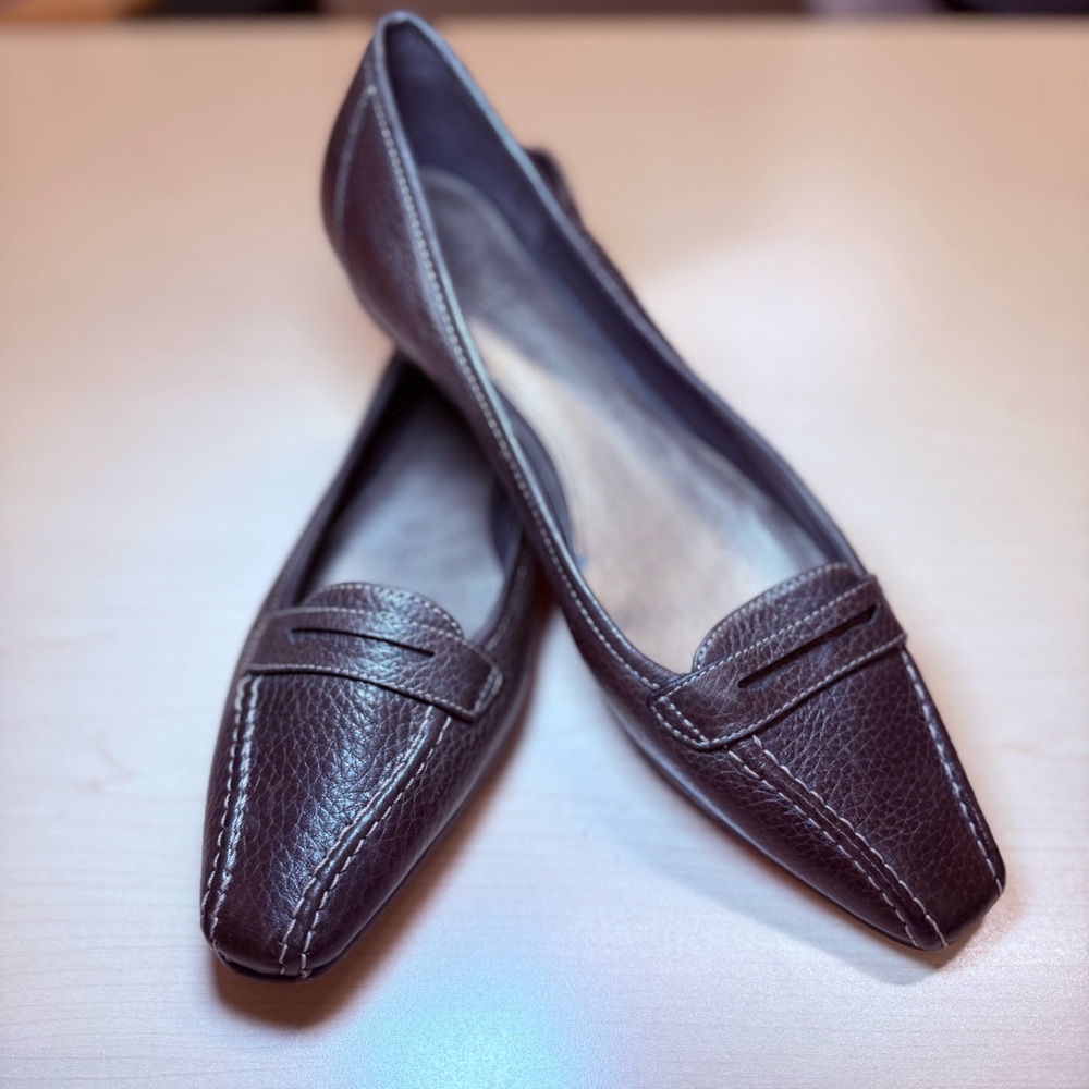Circa Joan & David Brown Leather Pointed-Toe Loafers Size 9.5